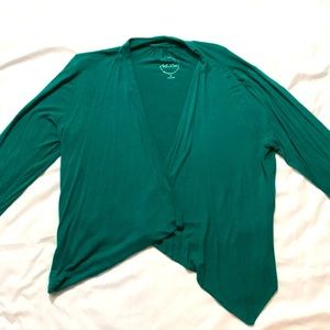 Emerald green open front drape cardigan by INC Macys